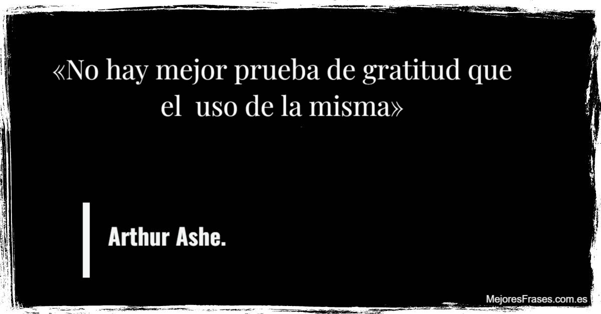 "No hay mejor prueba de gratitud que el  uso de la misma" - Arthur Ashe